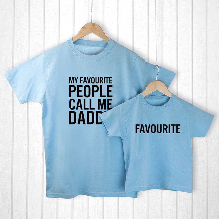 Personalised Daddy And Me Favourite People Blue T-Shirts available to buy at www.giftsfinder.co.uk