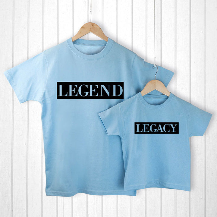 Personalised Daddy And Me Legendary Blue T-Shirts available to buy at www.giftsfinder.co.uk