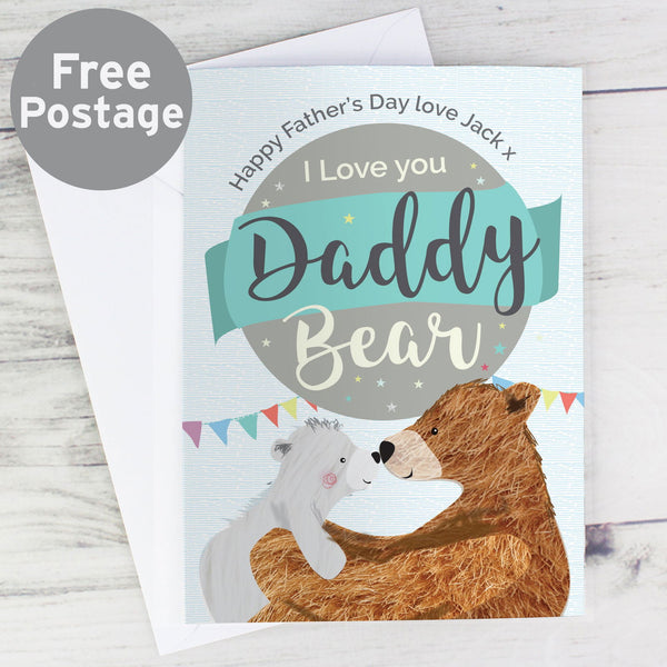 Personalised Daddy Bear Card available to buy at www.giftsfinder.co.uk