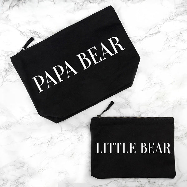 Personalised Daddy & Me Black Wash Bags available to buy at www.giftsfinder.co.uk