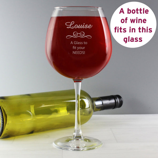 Personalised Decorative Bottle of Wine Glass available to buy at www.giftsfinder.co.uk