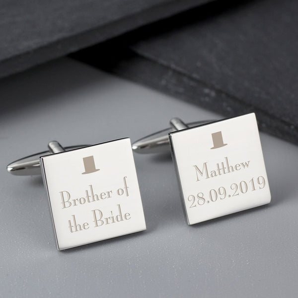 Personalised Decorative Wedding Any Role Square Cufflinks available to buy at www.giftsfinder.co.uk