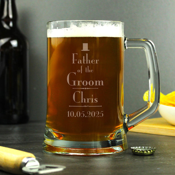 Personalised Decorative Wedding Father of the Groom Tankard available to buy at www.giftsfinder.co.uk