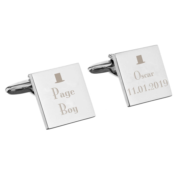 Personalised Decorative Wedding Page Boy Cufflinks available to buy at www.giftsfinder.co.uk