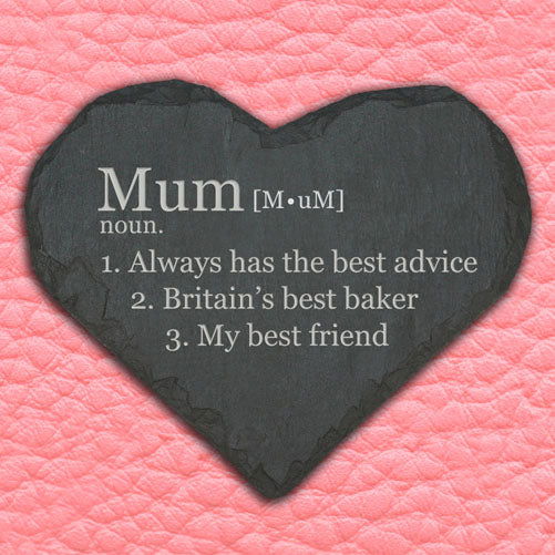 Personalised Definition Of Mummy Heart Slate Keepsake available to buy at www.giftsfinder.co.uk