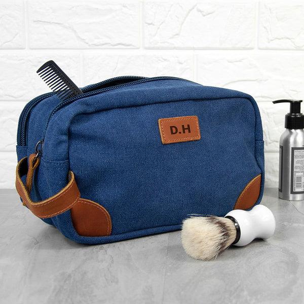 Personalised Deluxe Denim Wash Bag Blue available to buy at www.giftsfinder.co.uk