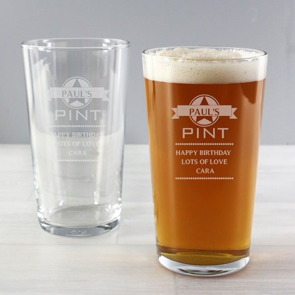 Personalised Diamond Pint Glass available to buy at www.giftsfinder.co.uk