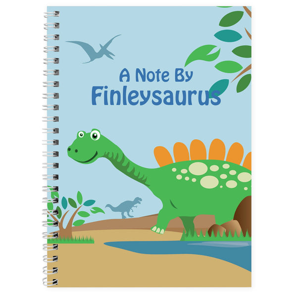 Personalised Dinosaur A5 Notebook available to buy at www.giftsfinder.co.uk