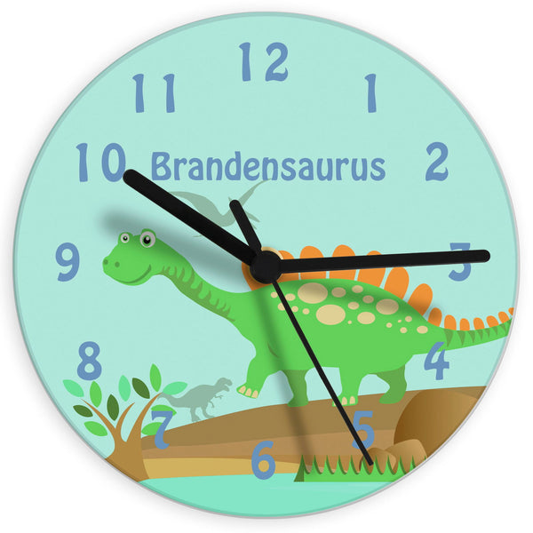 Personalised Dinosaur Clock available to buy at www.giftsfinder.co.uk