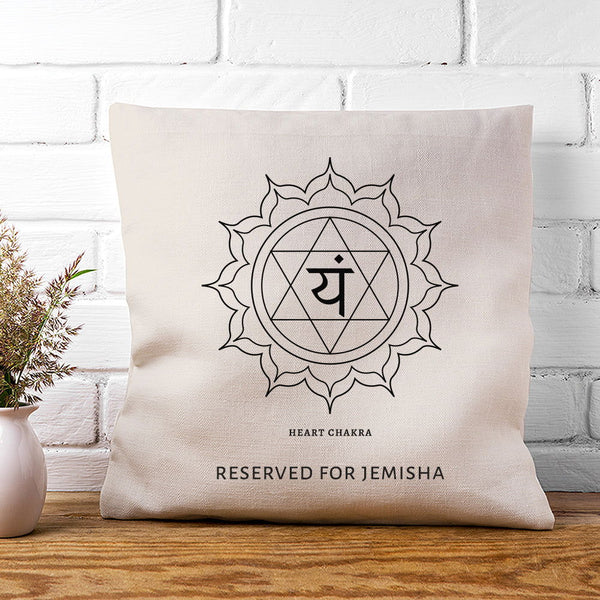 Personalised Diwali Heart Chakra Cushion Cover available to buy at www.giftsfinder.co.uk