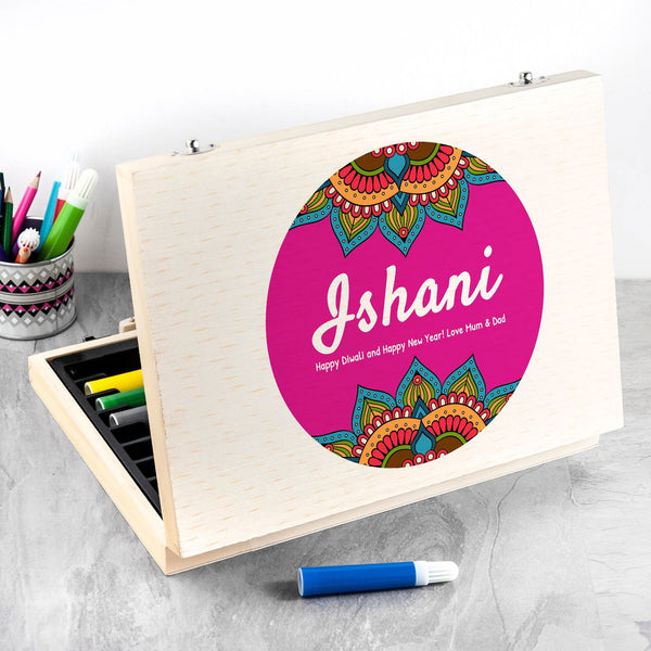 Personalised Diwali Rangoli Colouring Set available to buy at www.giftsfinder.co.uk