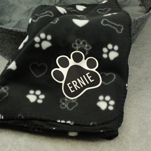 Personalised Dog Paw Print Fleece Blanket available to buy at www.giftsfinder.co.uk