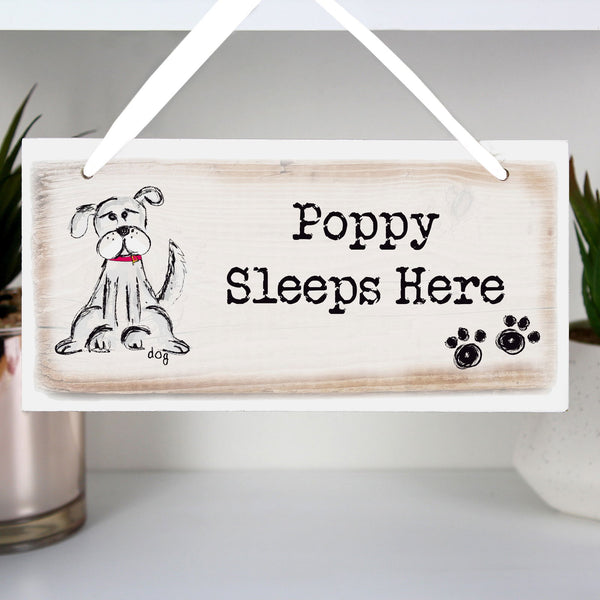 Personalised Dog Wooden Sign available to buy at www.giftsfinder.co.uk