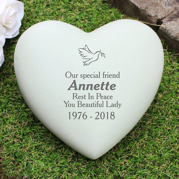 Personalised Dove Heart Memorial available to buy at www.giftsfinder.co.uk