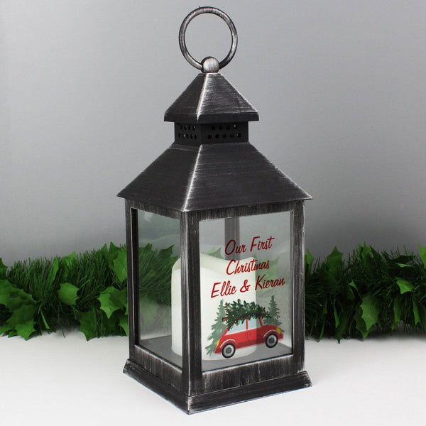 Buy Personalised 'Driving Home For Christmas' Rustic Black Lantern available now at www.giftsfinder.co.uk