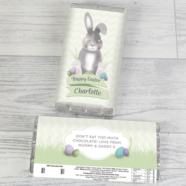 Personalised Easter Bunny Chocolate Bar available to buy at www.giftsfinder.co.uk