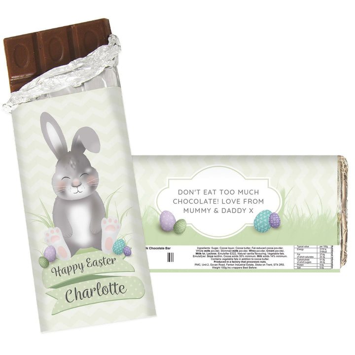 Personalised Easter Bunny Chocolate Bar available to buy at www.giftsfinder.co.uk