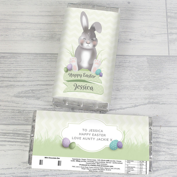 Personalised Easter Bunny Chocolate Bar available to buy at www.giftsfinder.co.uk