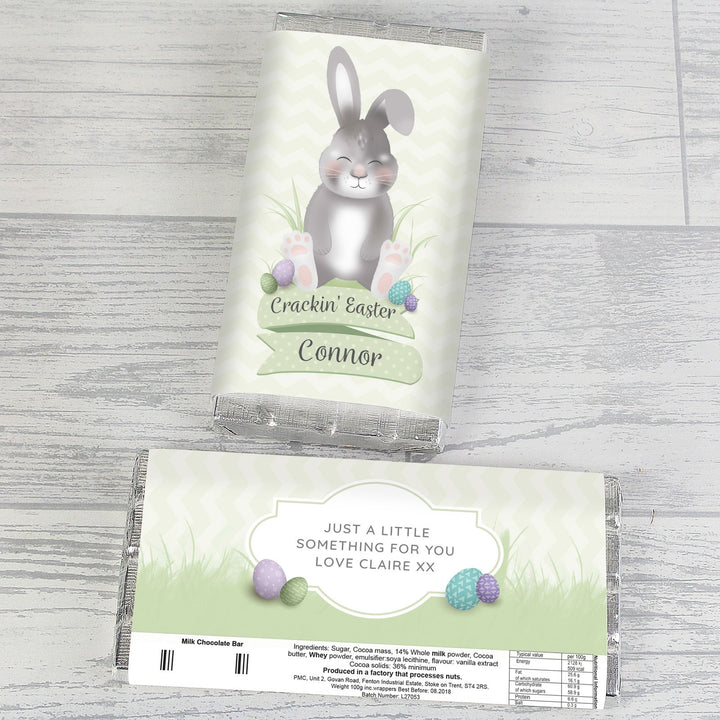 Personalised Easter Bunny Chocolate Bar available to buy at www.giftsfinder.co.uk