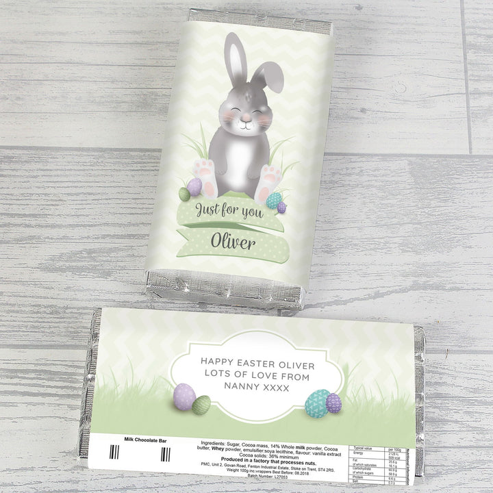 Personalised Easter Bunny Chocolate Bar available to buy at www.giftsfinder.co.uk