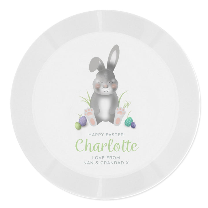 Personalised Easter Bunny Plastic Plate available to buy at www.giftsfinder.co.uk