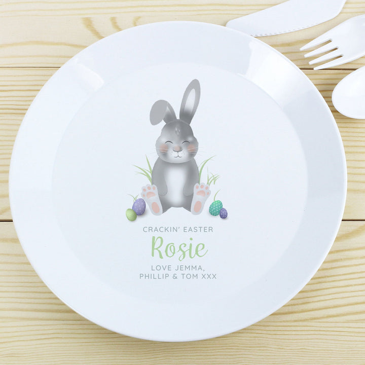 Personalised Easter Bunny Plastic Plate available to buy at www.giftsfinder.co.uk