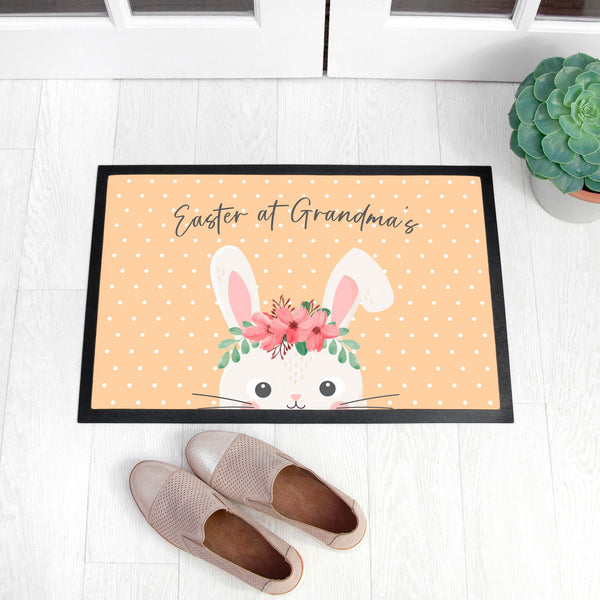 Personalised Easter Rabbit Indoor Doormat available to buy at www.giftsfinder.co.uk