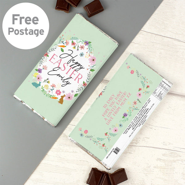 Personalised Easter Springtime Milk Chocolate Bar available to buy at www.giftsfinder.co.uk