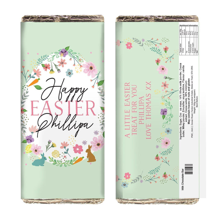 Personalised Easter Springtime Milk Chocolate Bar available to buy at www.giftsfinder.co.uk