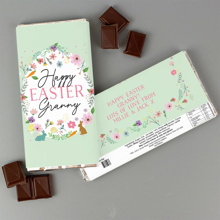 Personalised Easter Springtime Milk Chocolate Bar available to buy at www.giftsfinder.co.uk