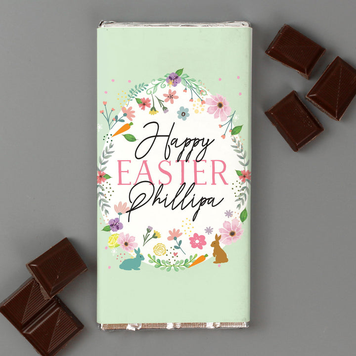 Personalised Easter Springtime Milk Chocolate Bar available to buy at www.giftsfinder.co.uk