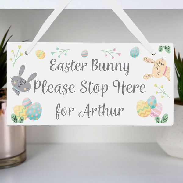 Personalised Easter Springtime Wooden Sign available to buy at www.giftsfinder.co.uk