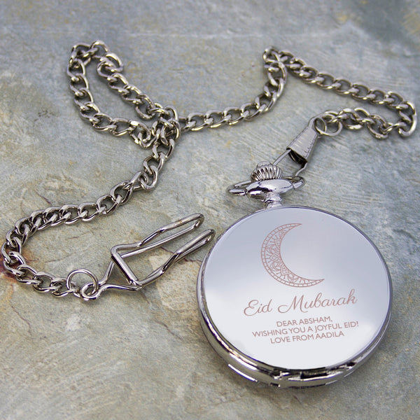 Personalised Eid Mubarak Dual Pocket Watch available to buy at www.giftsfinder.co.uk