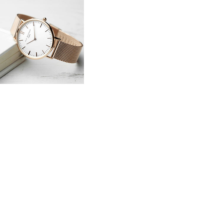 Personalised Eid Mubarak Elie Beaumont Ladies Rose Gold Mesh Strapped Watch With White Dial available to buy at www.giftsfinder.co.uk