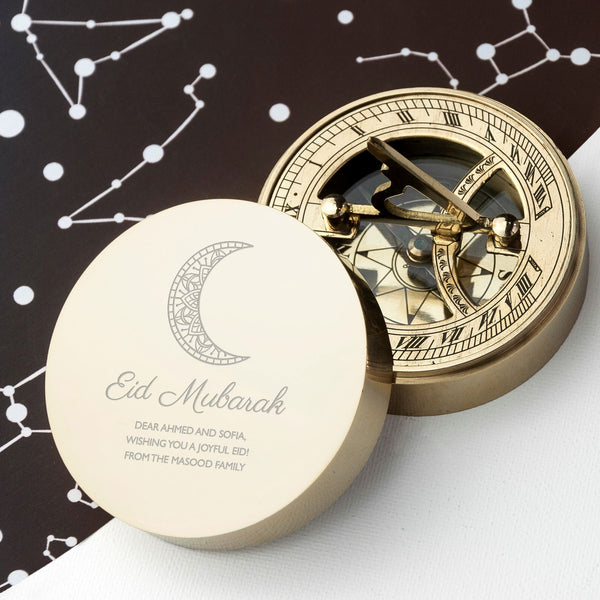 Personalised Eid Mubarak Sundial Compass available to buy at www.giftsfinder.co.uk