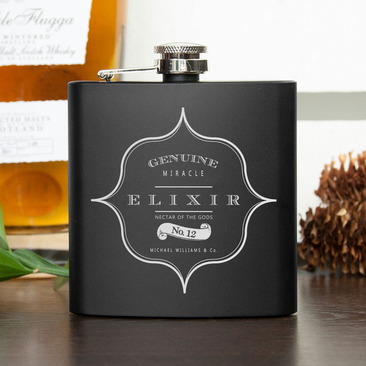 Personalised Elixir Vintage Hip Flask available to buy at www.giftsfinder.co.uk