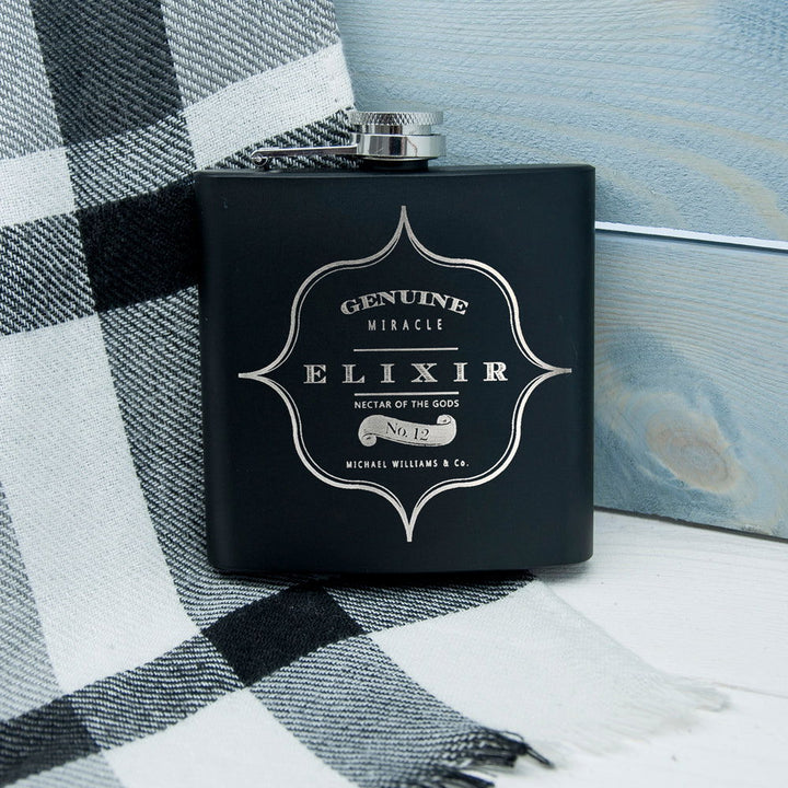 Personalised Elixir Vintage Hip Flask available to buy at www.giftsfinder.co.uk