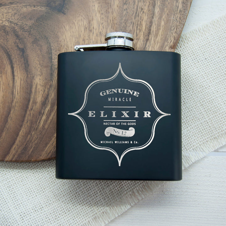 Personalised Elixir Vintage Hip Flask available to buy at www.giftsfinder.co.uk