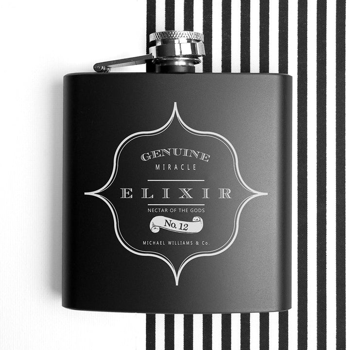 Personalised Elixir Vintage Hip Flask available to buy at www.giftsfinder.co.uk