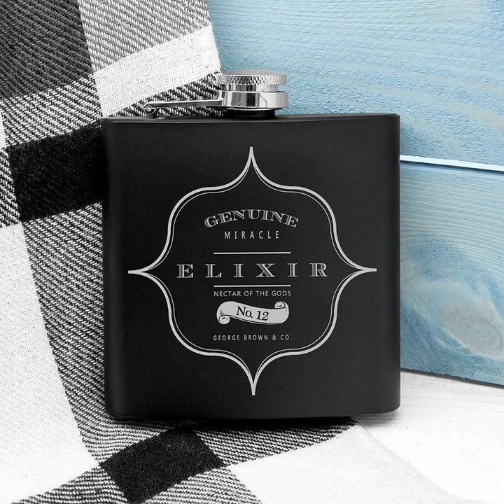 Personalised Elixir Vintage Hip Flask available to buy at www.giftsfinder.co.uk