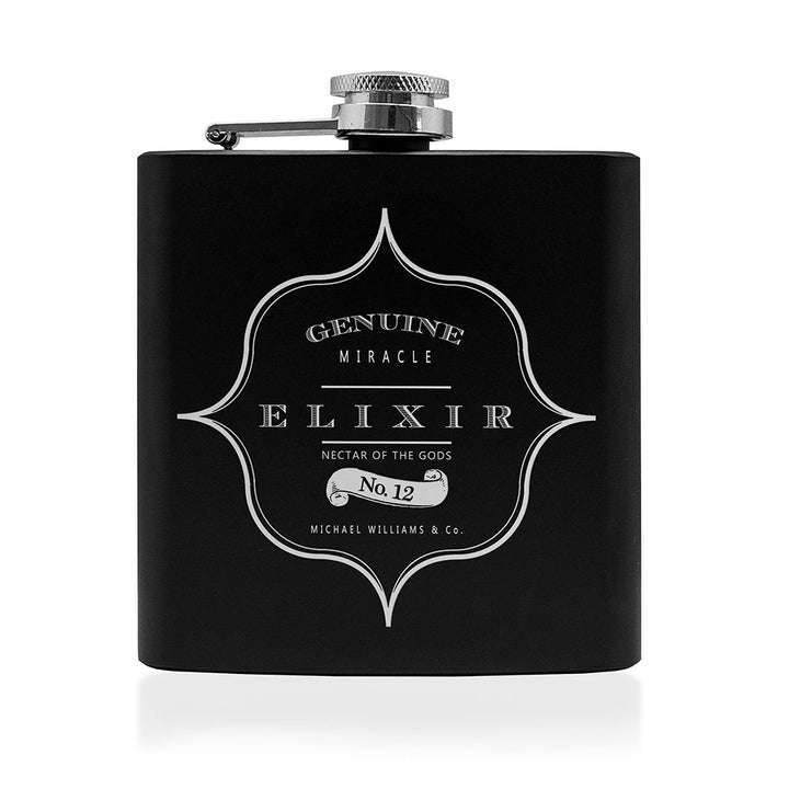 Personalised Elixir Vintage Hip Flask available to buy at www.giftsfinder.co.uk