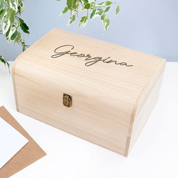 Personalised Engraved Name Keepsake Chest available to buy at www.giftsfinder.co.uk