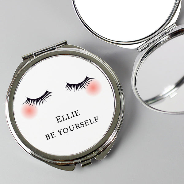 Personalised Eyelashes Compact Mirror available to buy at www.giftsfinder.co.uk