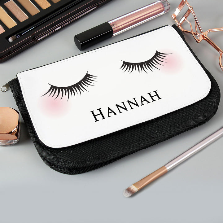 Personalised Eyelashes Make Up Bag available to buy at www.giftsfinder.co.uk