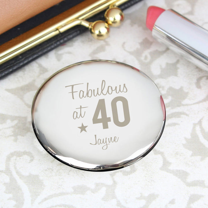 Personalised Fabulous Birthday Big Age Compact Mirror available to buy at www.giftsfinder.co.uk