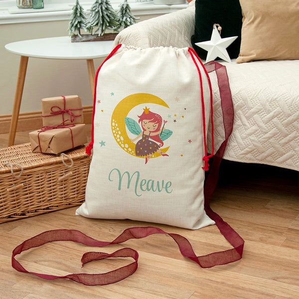 Personalised Fairy Christmas Sack available to buy at www.giftsfinder.co.uk