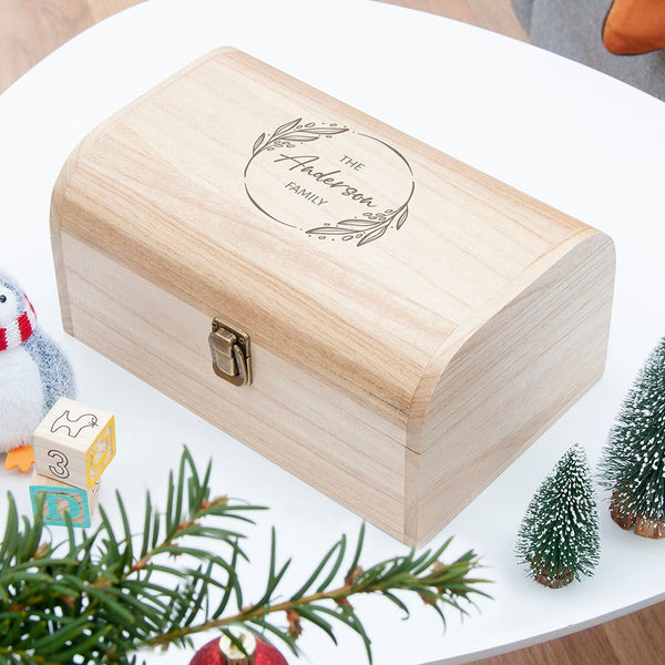 Personalised Family Christmas Keepsake Chest available to buy at www.giftsfinder.co.uk