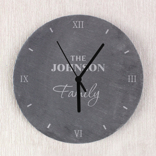 Personalised Family Slate Clock available to buy at www.giftsfinder.co.uk