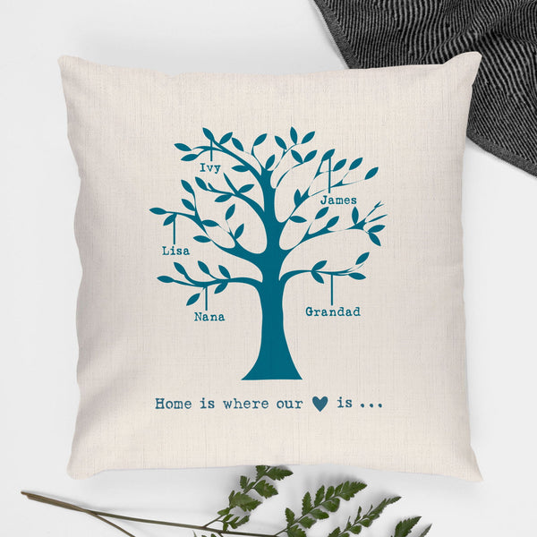 Personalised Family Tree Cushion Cover available to buy at www.giftsfinder.co.uk