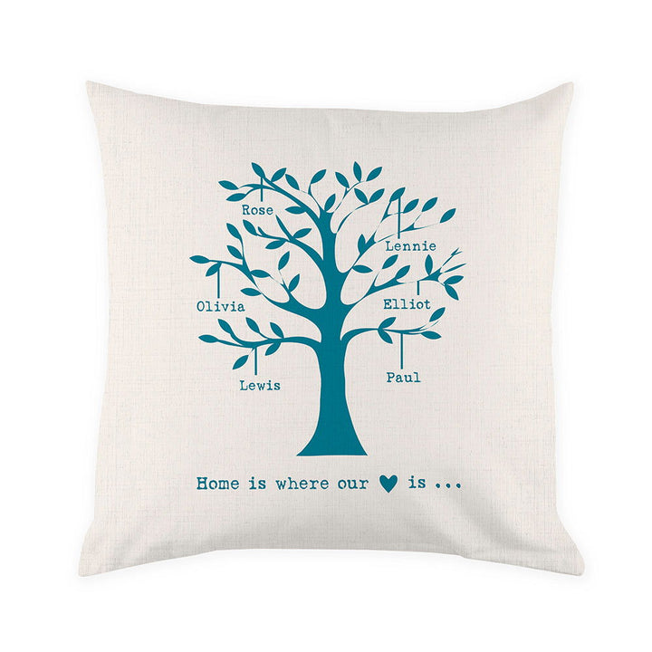 Personalised Family Tree Cushion Cover available to buy at www.giftsfinder.co.uk